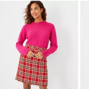 Ann Taylor Petite Crew Neck Sweater Pink Razzle Dazzle Small